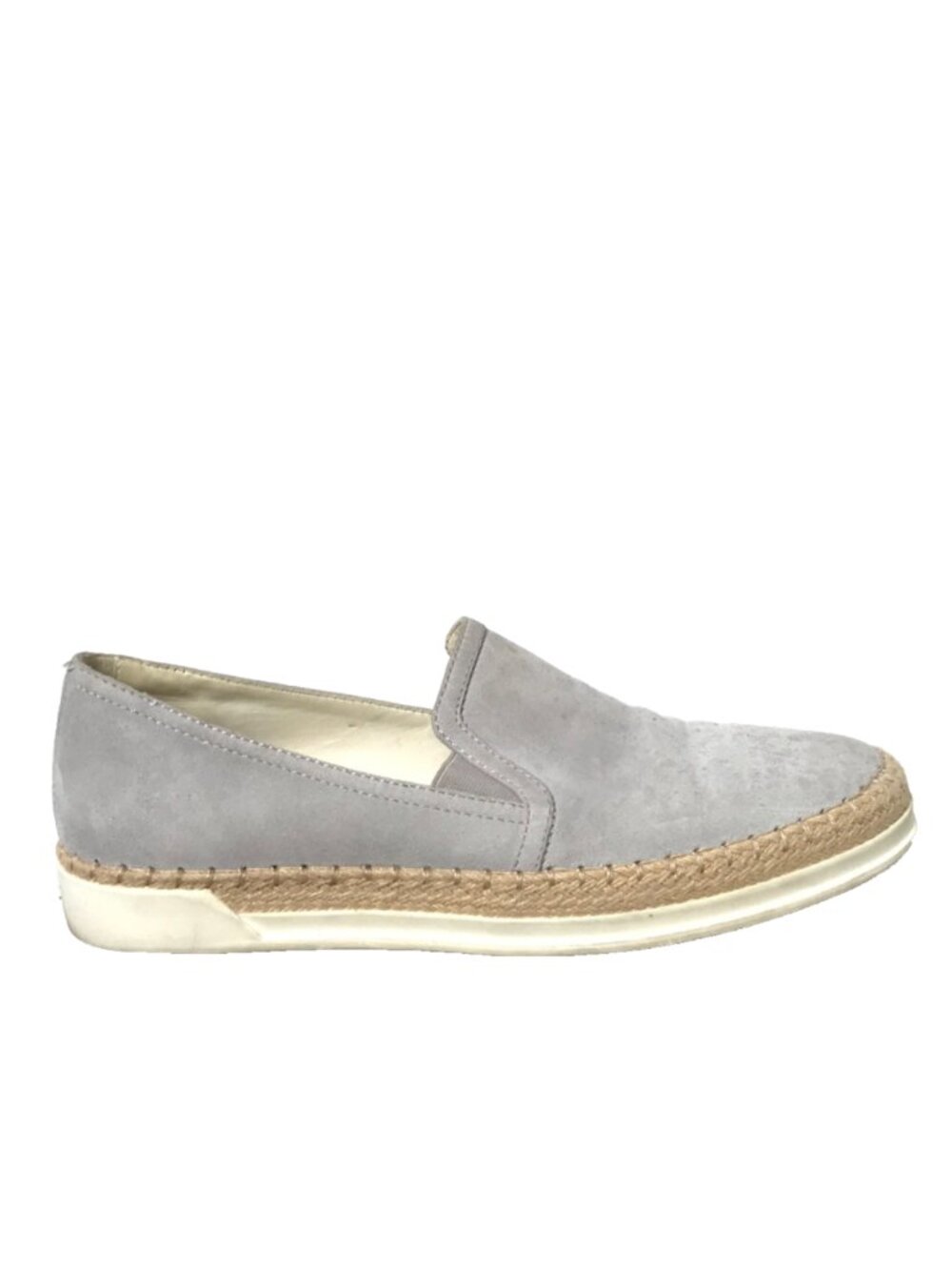 Tod's Slip On Sneakers Trainers Shoes Womens 35 5 Gray Suede Espadrille Flats